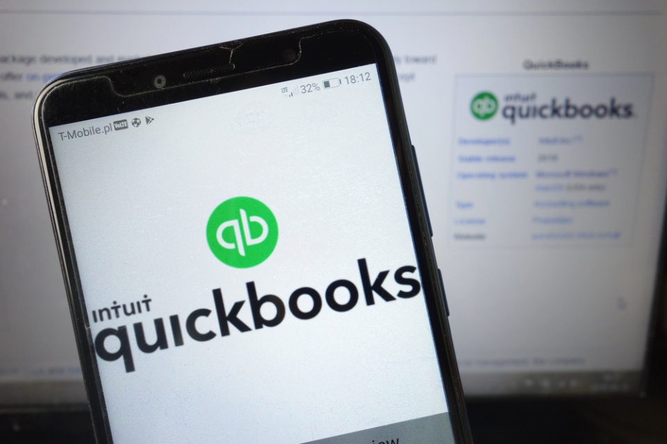 QuickBooks logo on a screen