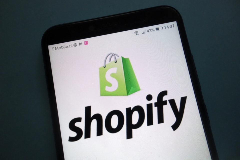 Shopify logo on a screen